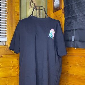 Barney Cools Black T Shirt Large Graphic Wave Sun Moon Print Mens Womens